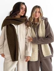 Knitted scarf beige melange