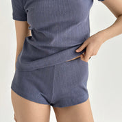 Ribbed T-shirt blue