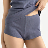 Ribbed knit mini shorts blue