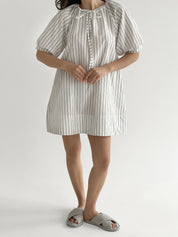 Cotton dress with wide stripes Oversize milk/black