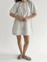 Cotton dress with wide stripes Oversize milk/black