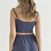 Ribbed strappy top blue