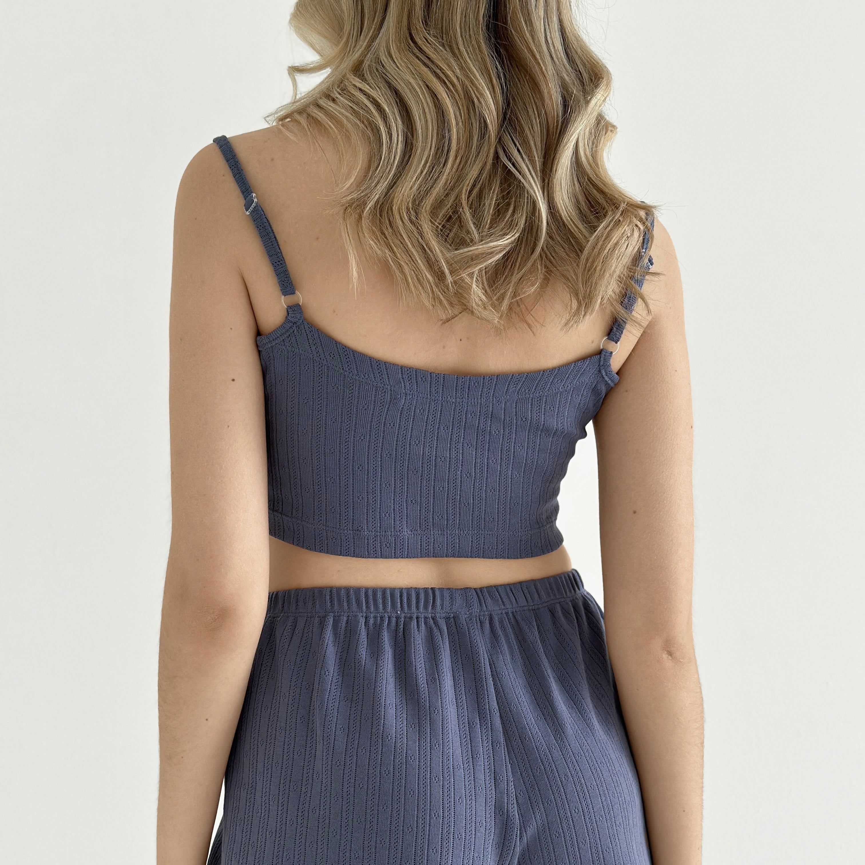 Ribbed strappy top blue