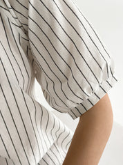 Cotton dress with wide stripes Oversize milk/black