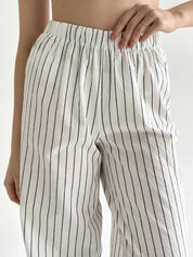 Wide stripe cotton suit Shirt and pants white/black
