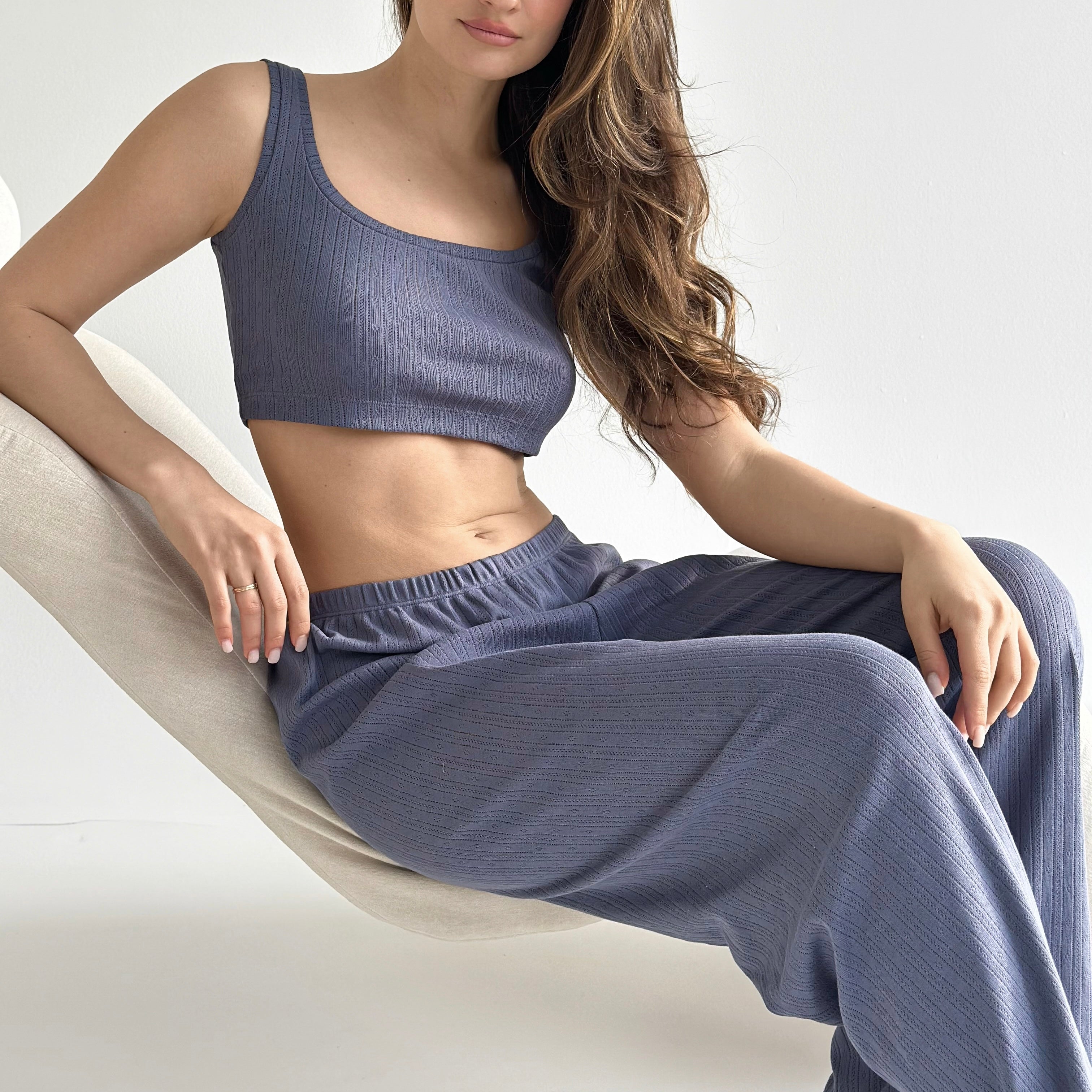 Ribbed mini top blue