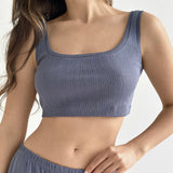 Ribbed mini top blue