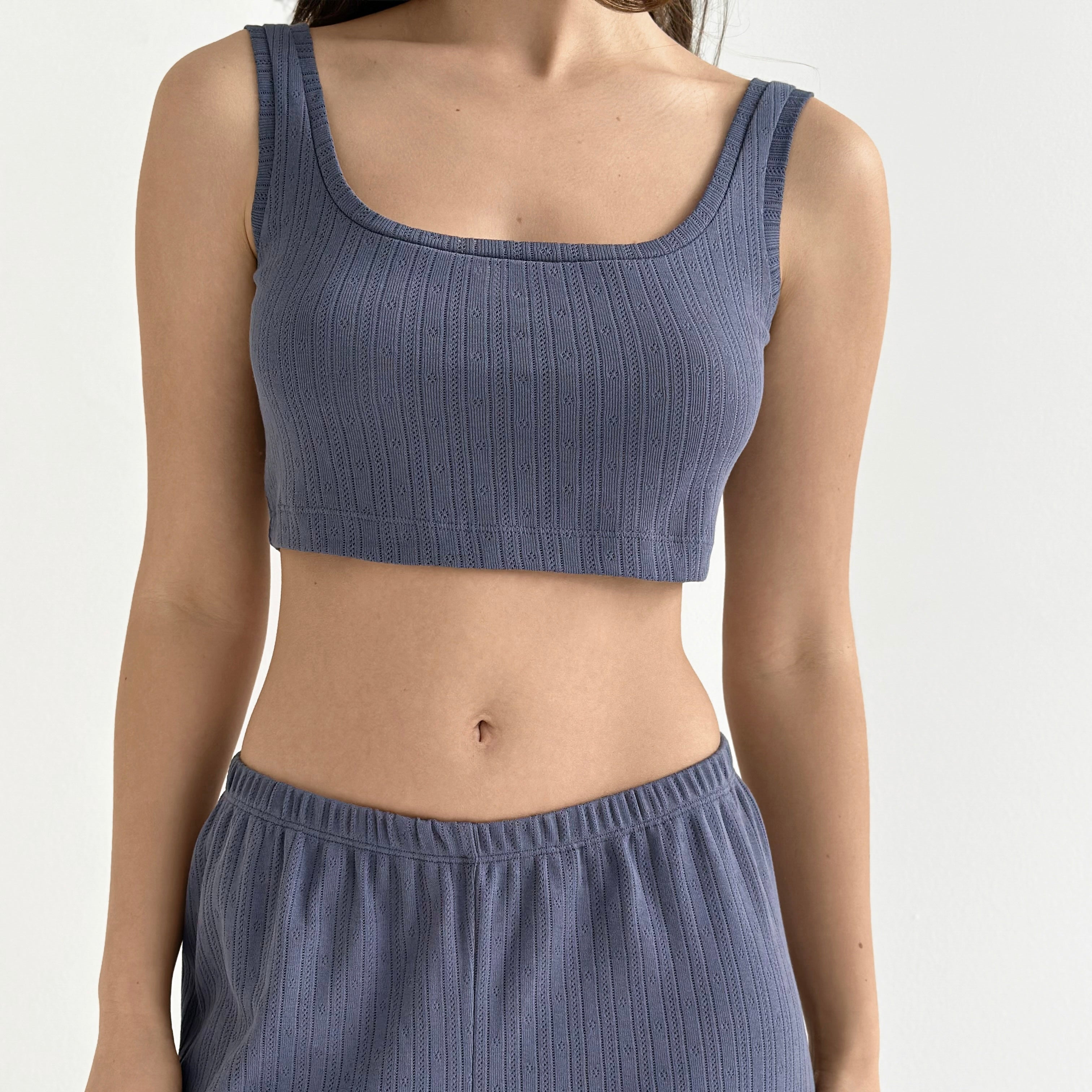Ribbed mini top blue