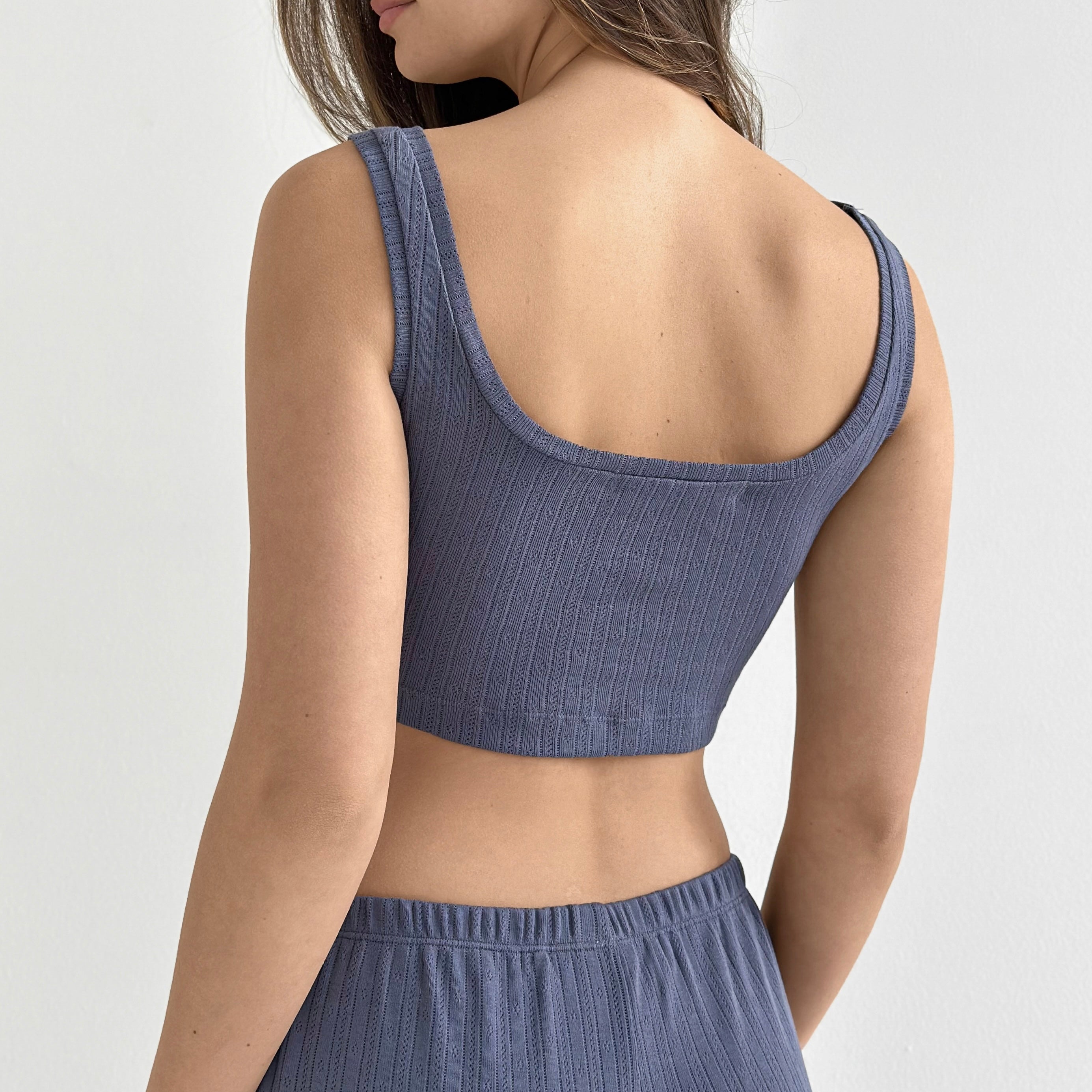 Ribbed mini top blue