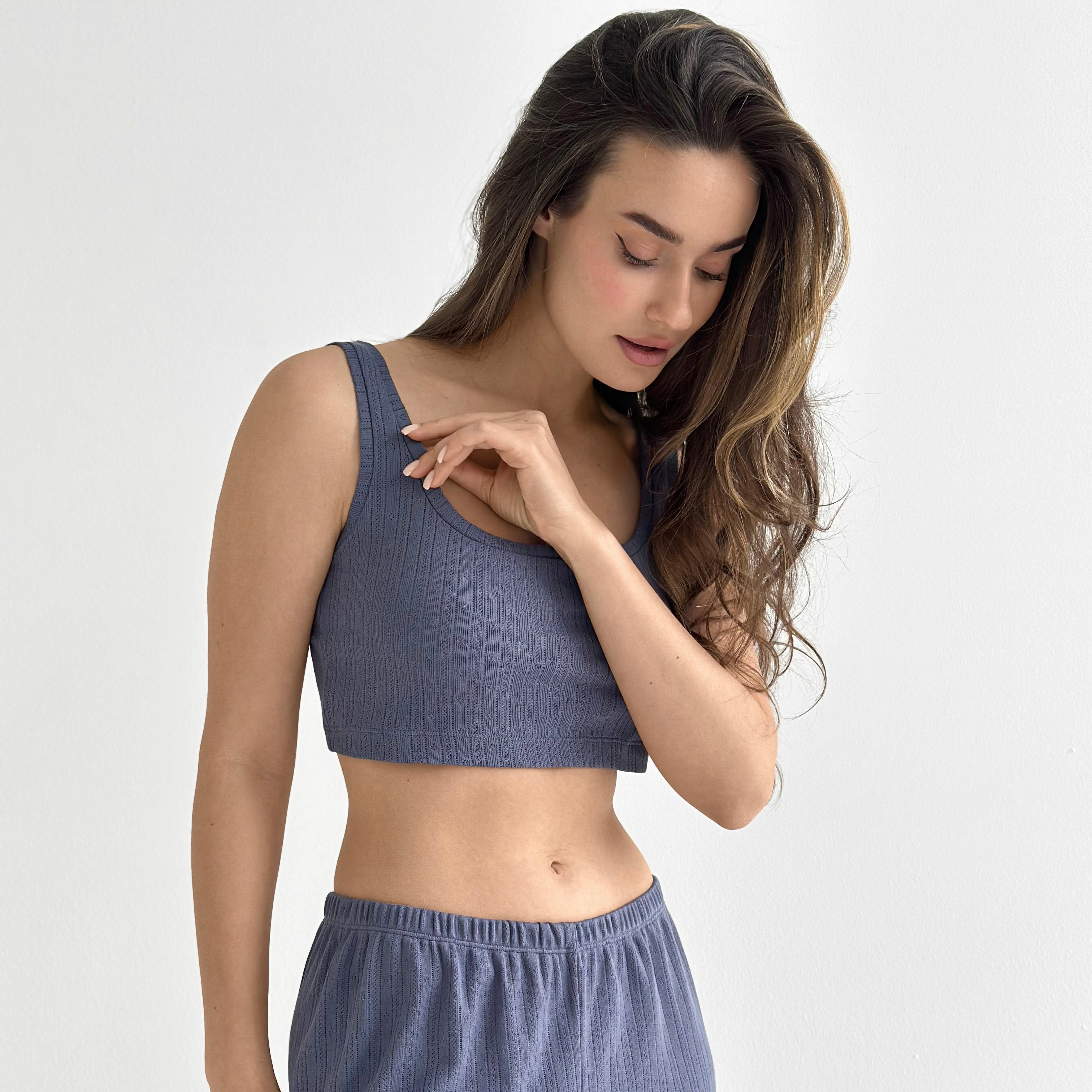 Ribbed mini top blue