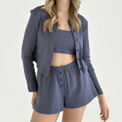 Ribbed strappy top blue