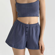 Ribbed strappy top blue