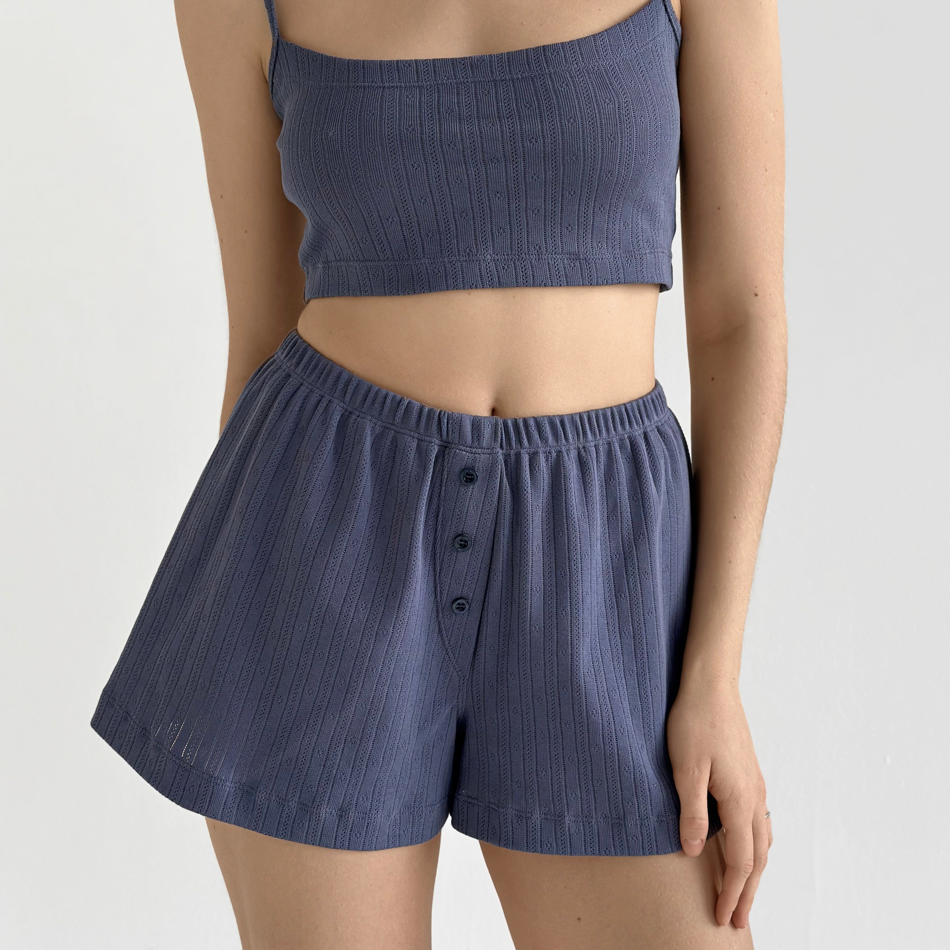 Ribbed strappy top blue