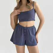 Ribbed strappy top blue