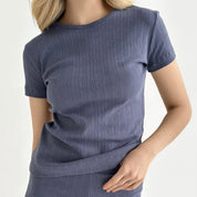 Ribbed T-shirt blue