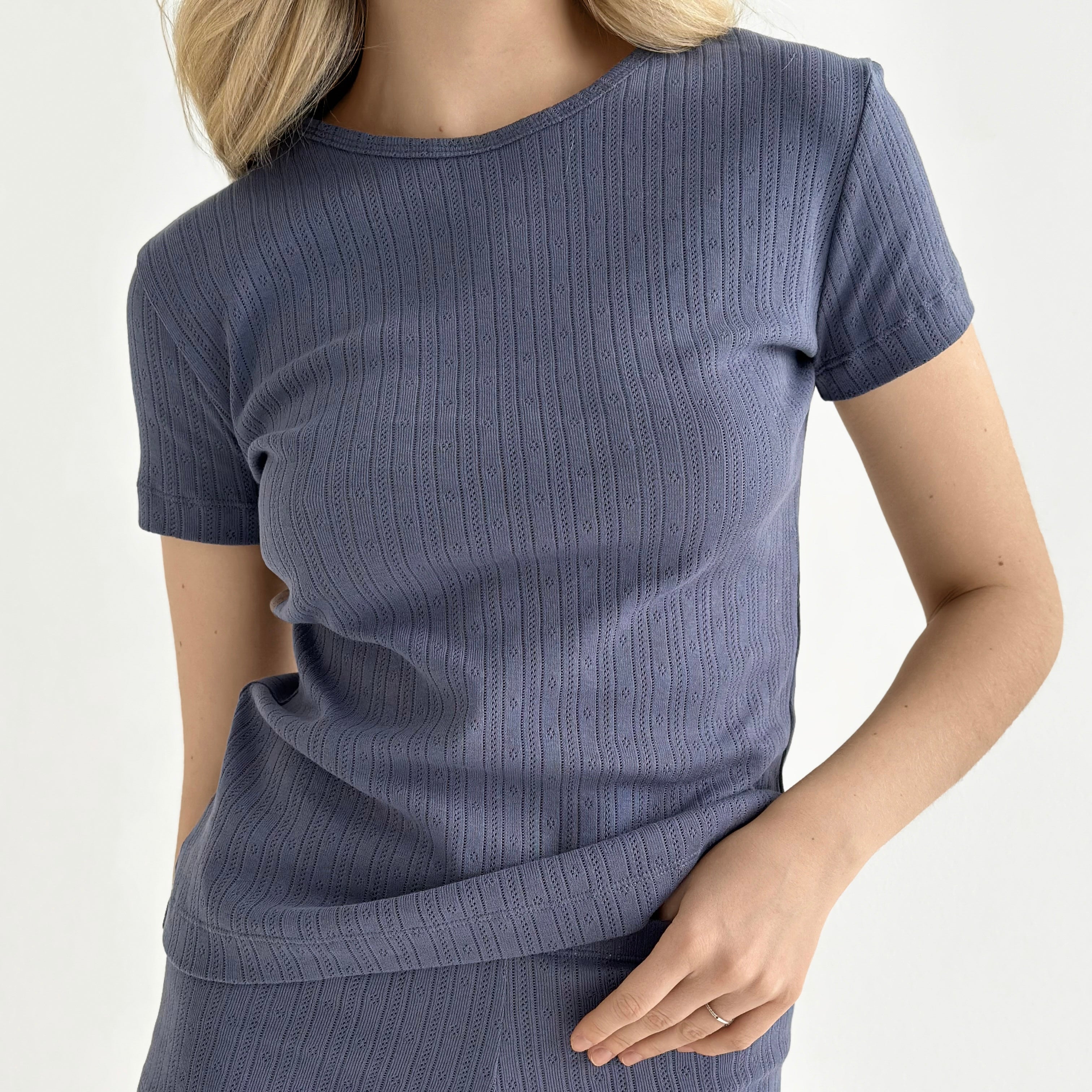 Ribbed T-shirt blue