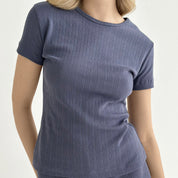 Ribbed T-shirt blue