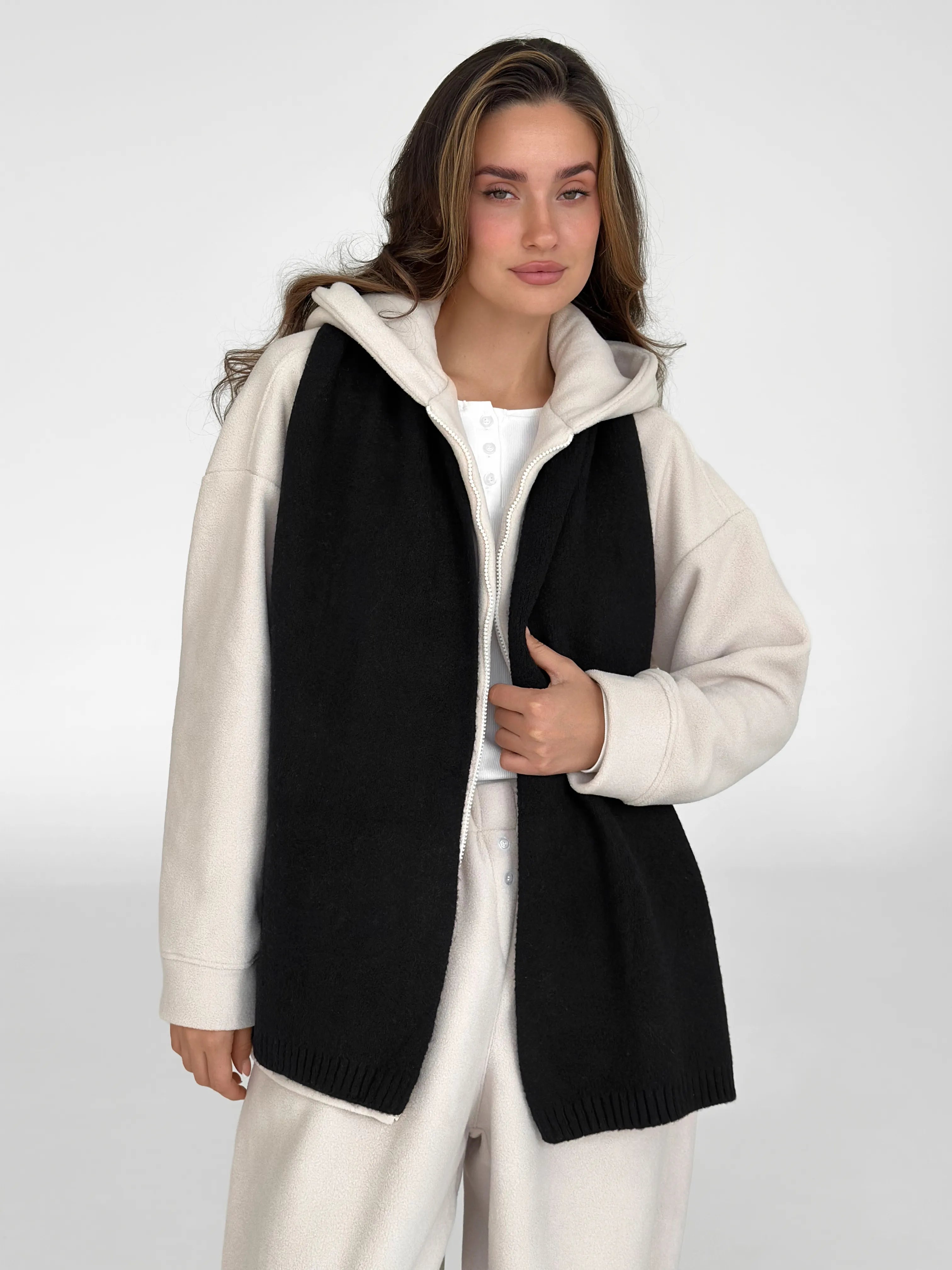 Black knitted scarf