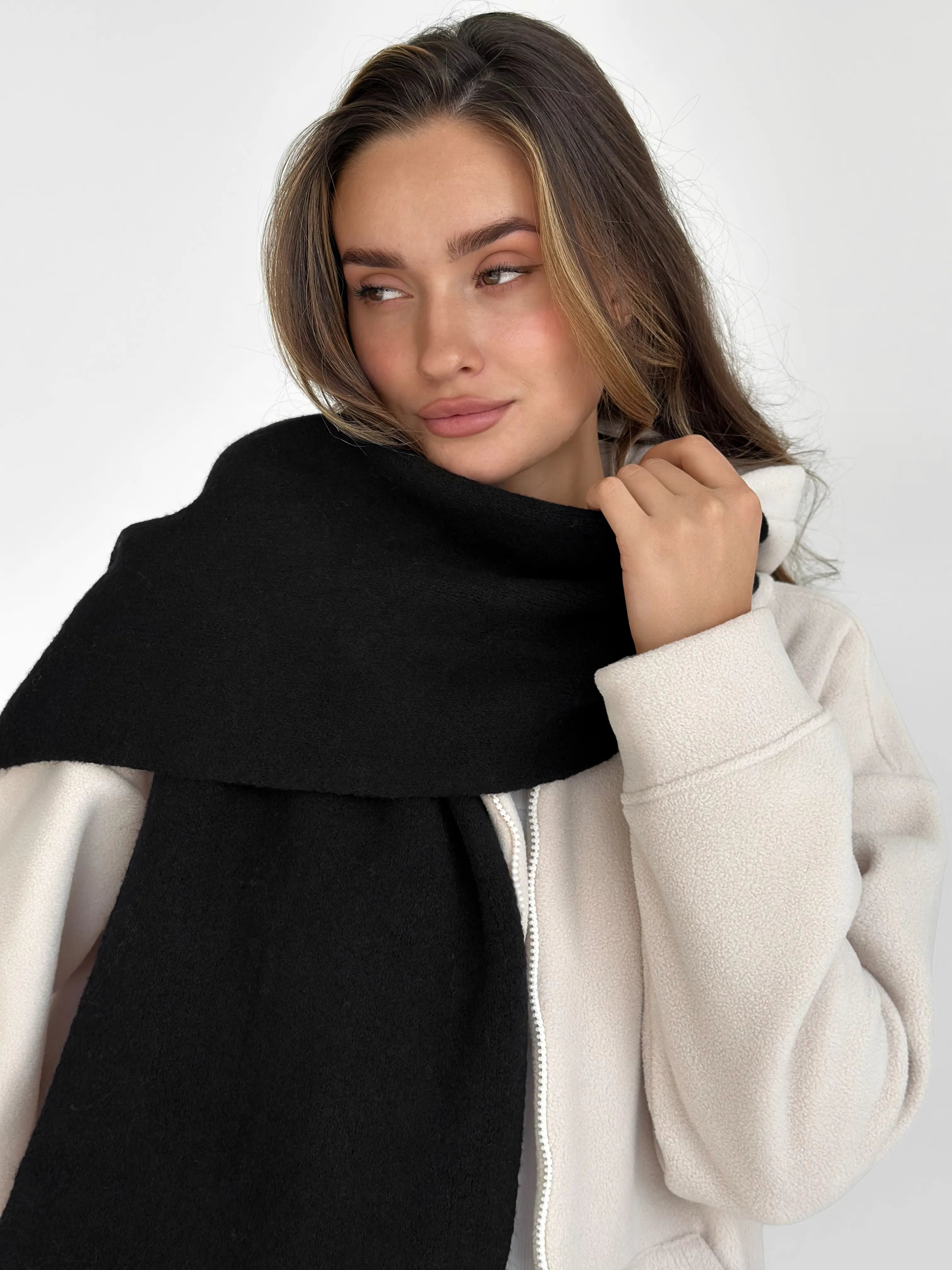 Black knitted scarf