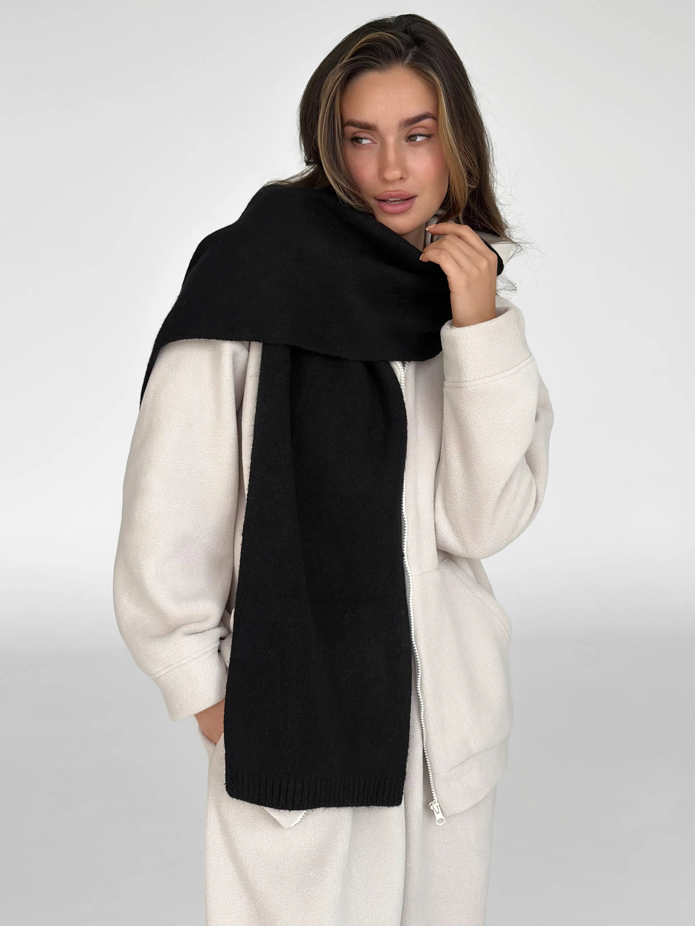 Black knitted scarf