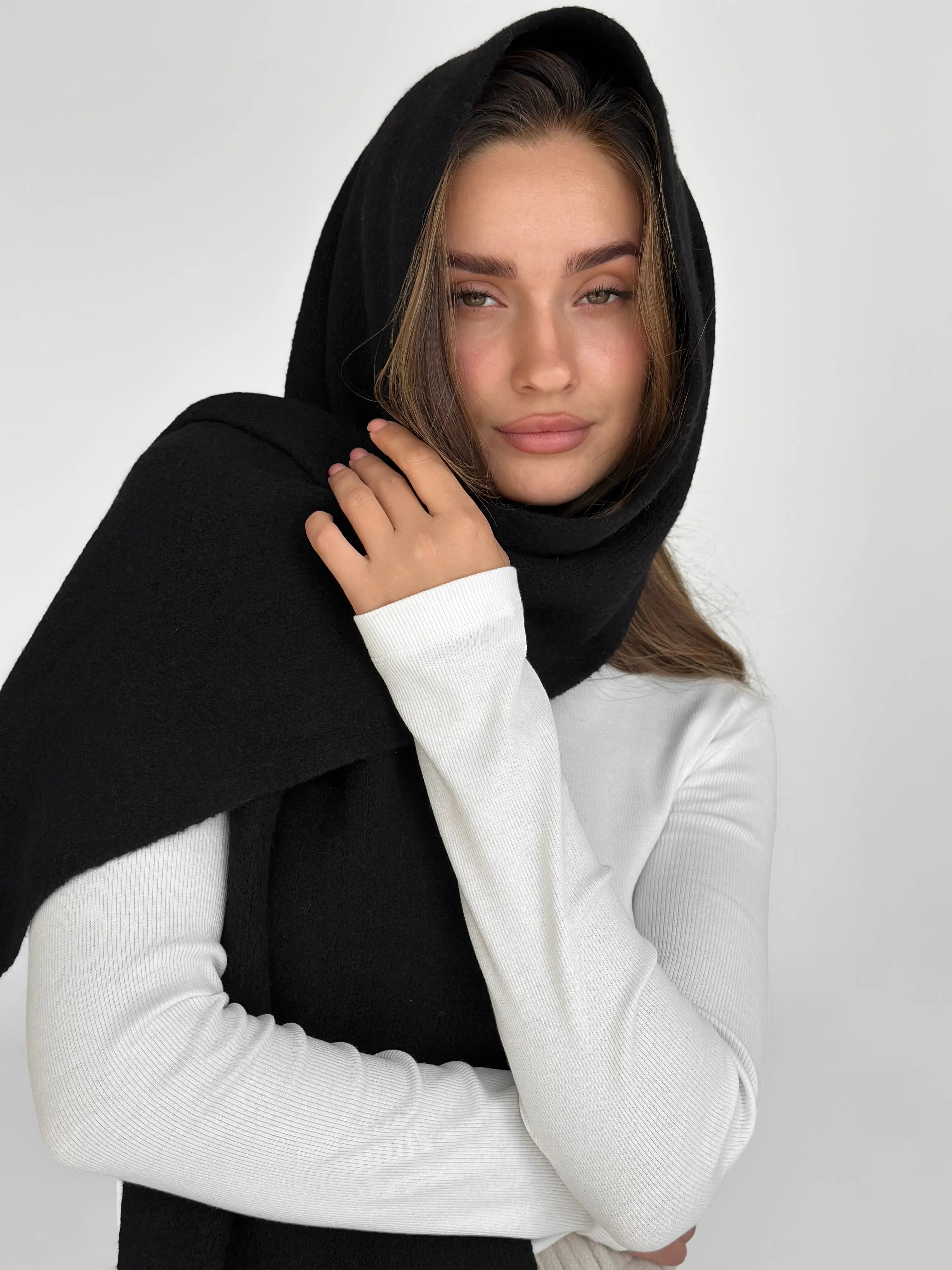 Black knitted scarf