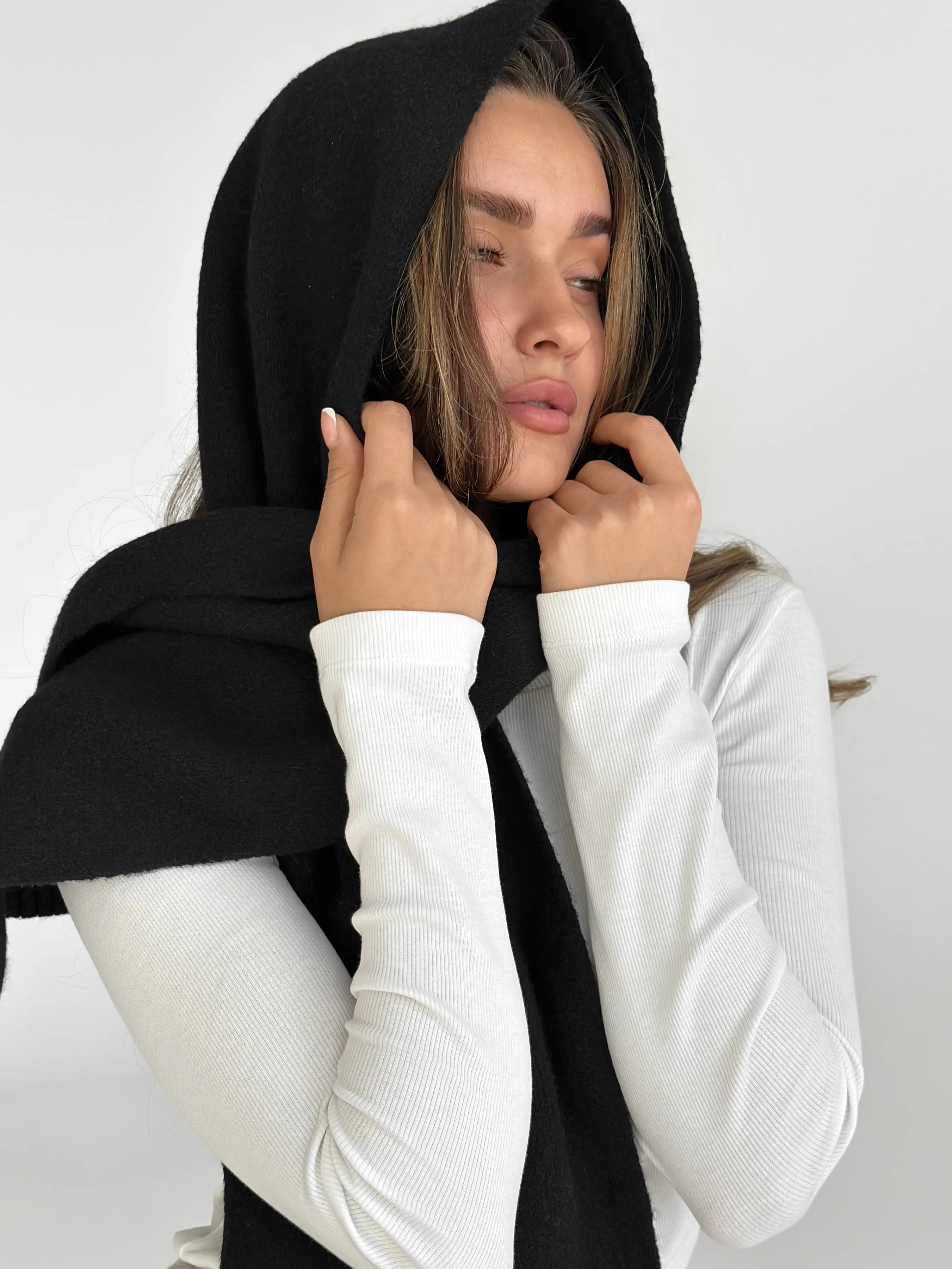 Black knitted scarf