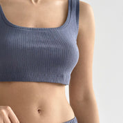 Ribbed mini top blue