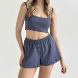 Ribbed strappy top blue