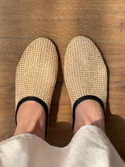 Mules women's shoes, woven milk PVC