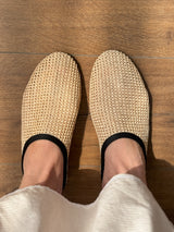 Mules women's shoes, woven milk PVC