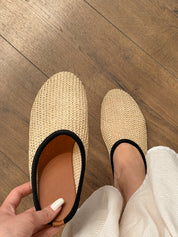 Mules women's shoes, woven milk PVC