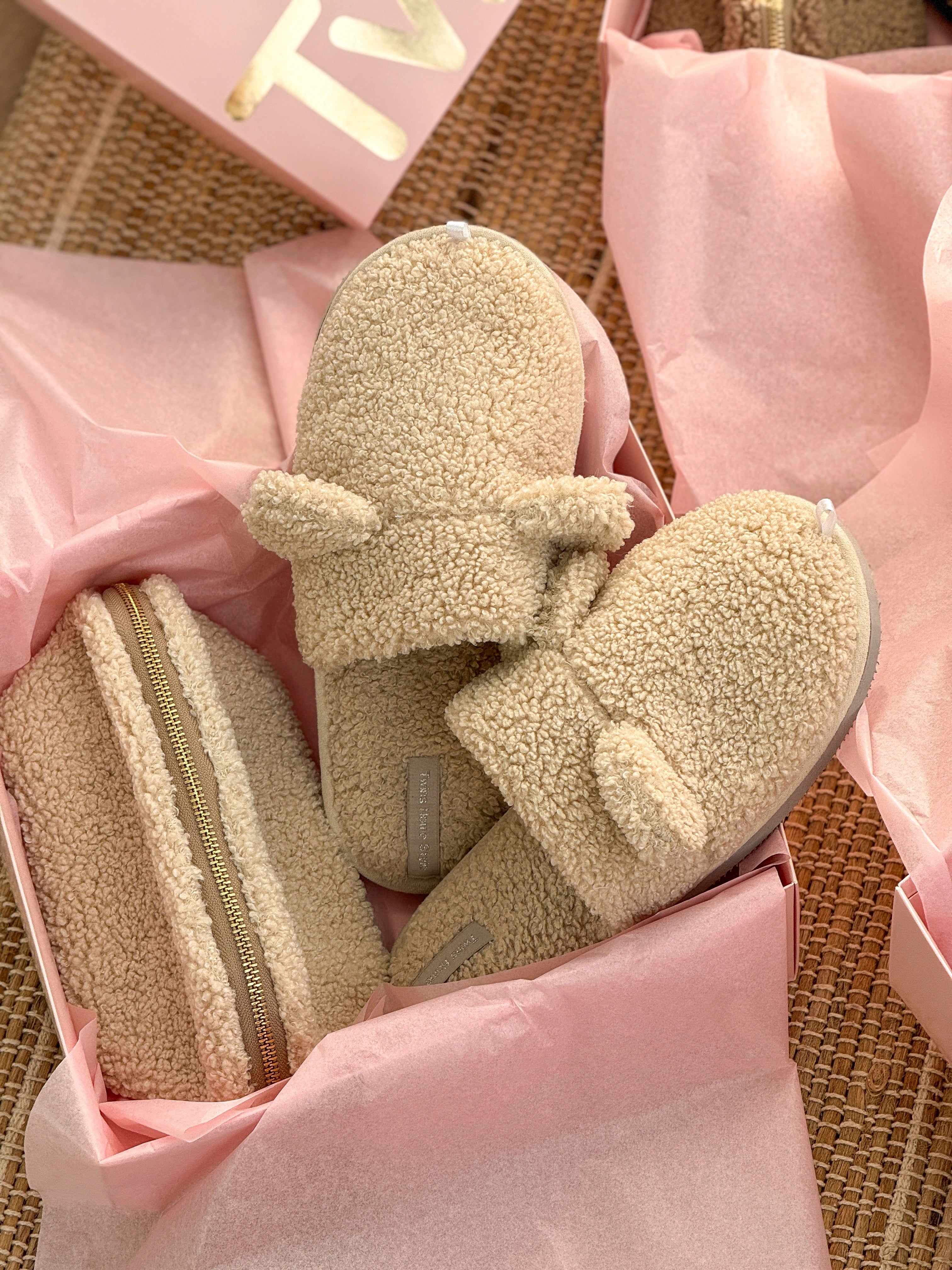 Women's HS fur slippers TEDDI milk