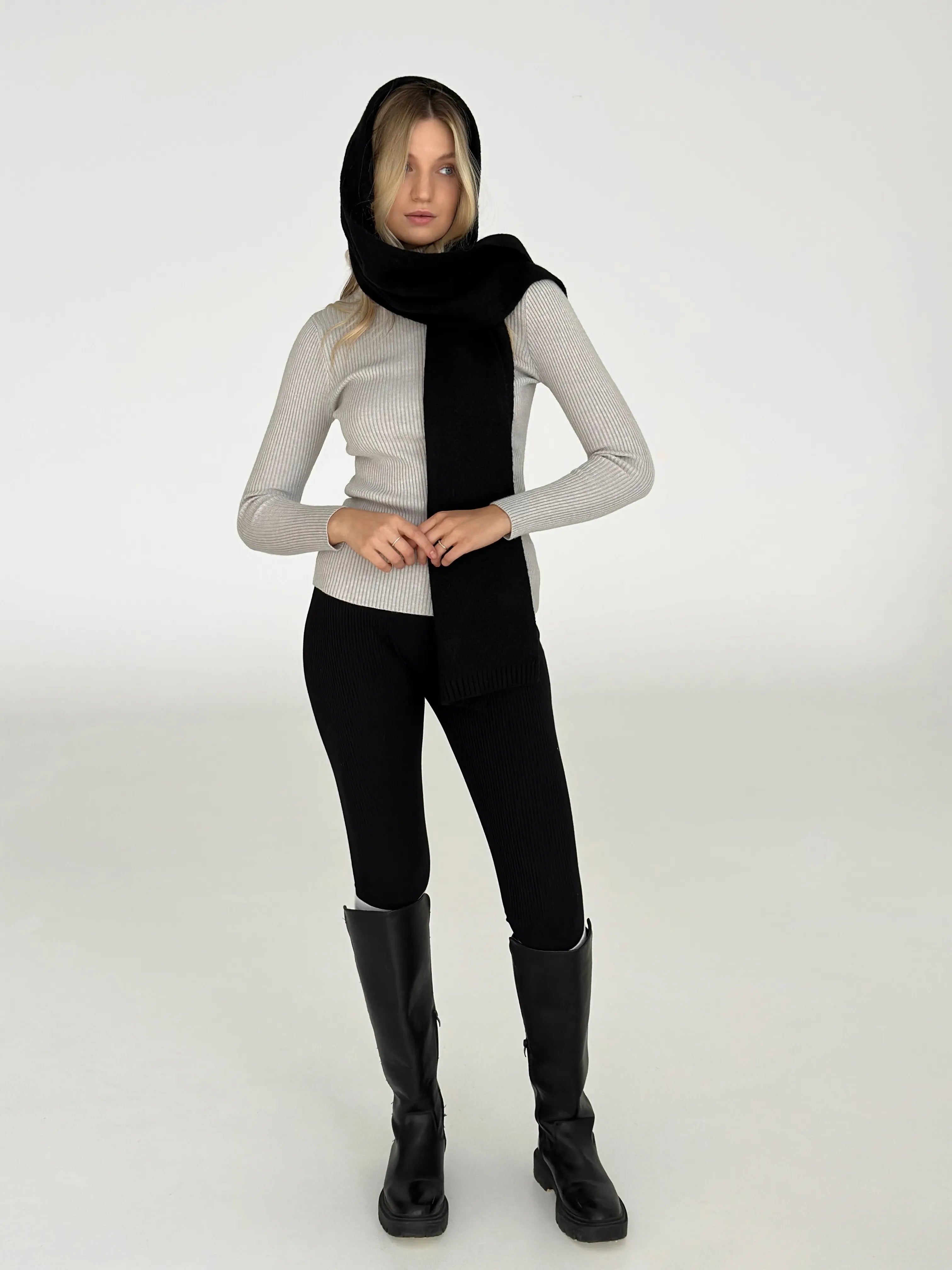 Black knitted scarf