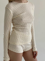 Ribbed longsleeve milky rose (without button)