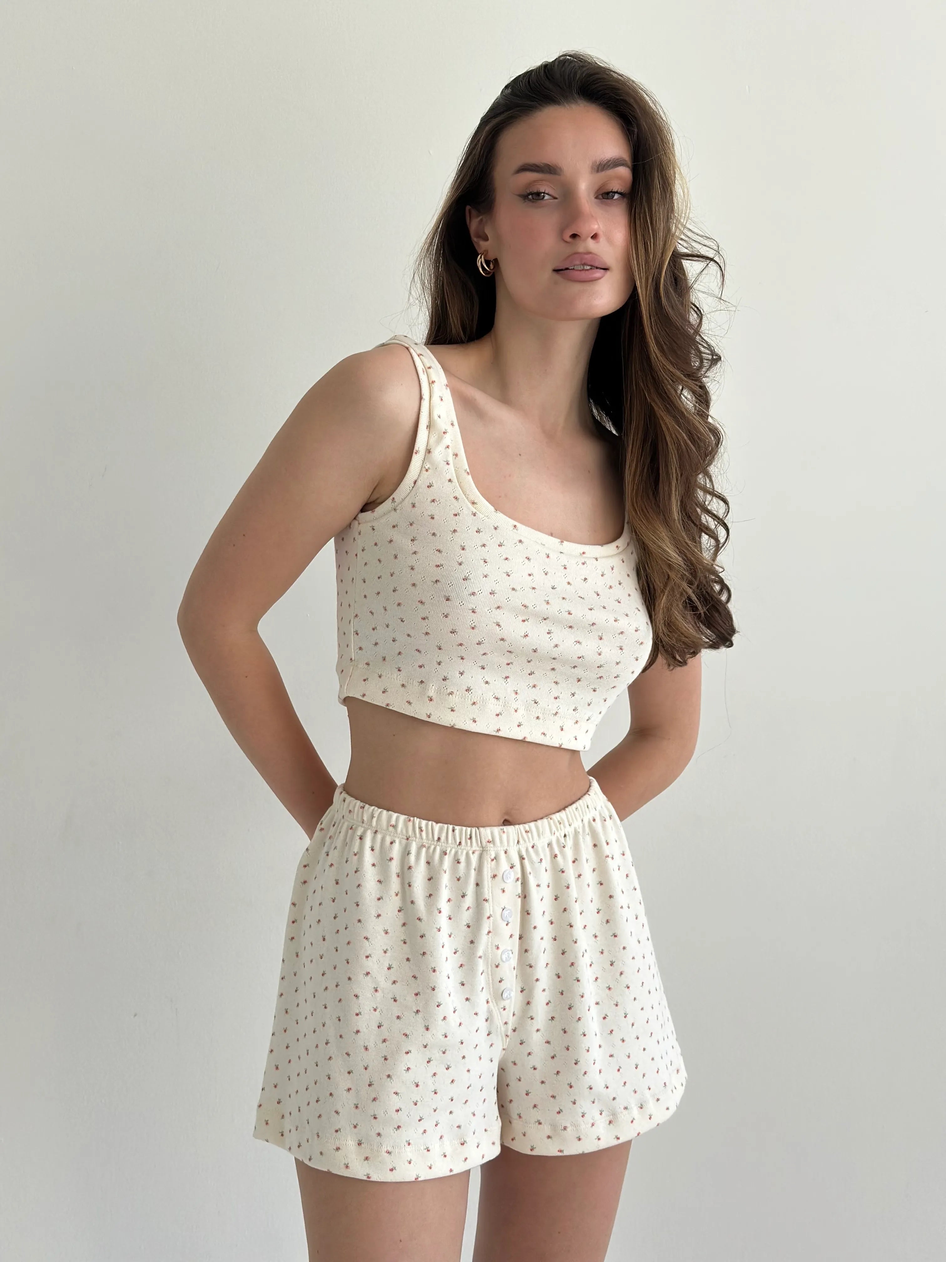 Ribbed shorts milky rose