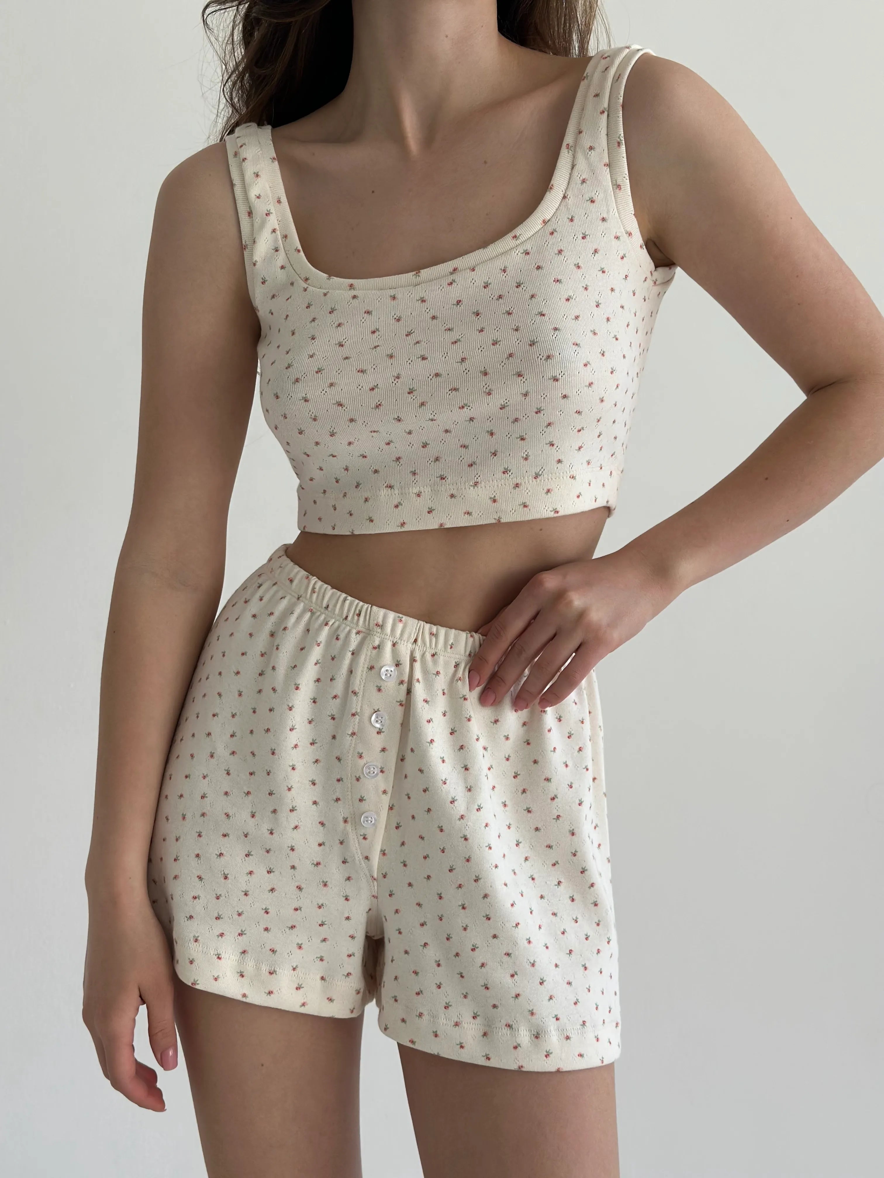 Ribbed shorts milky rose
