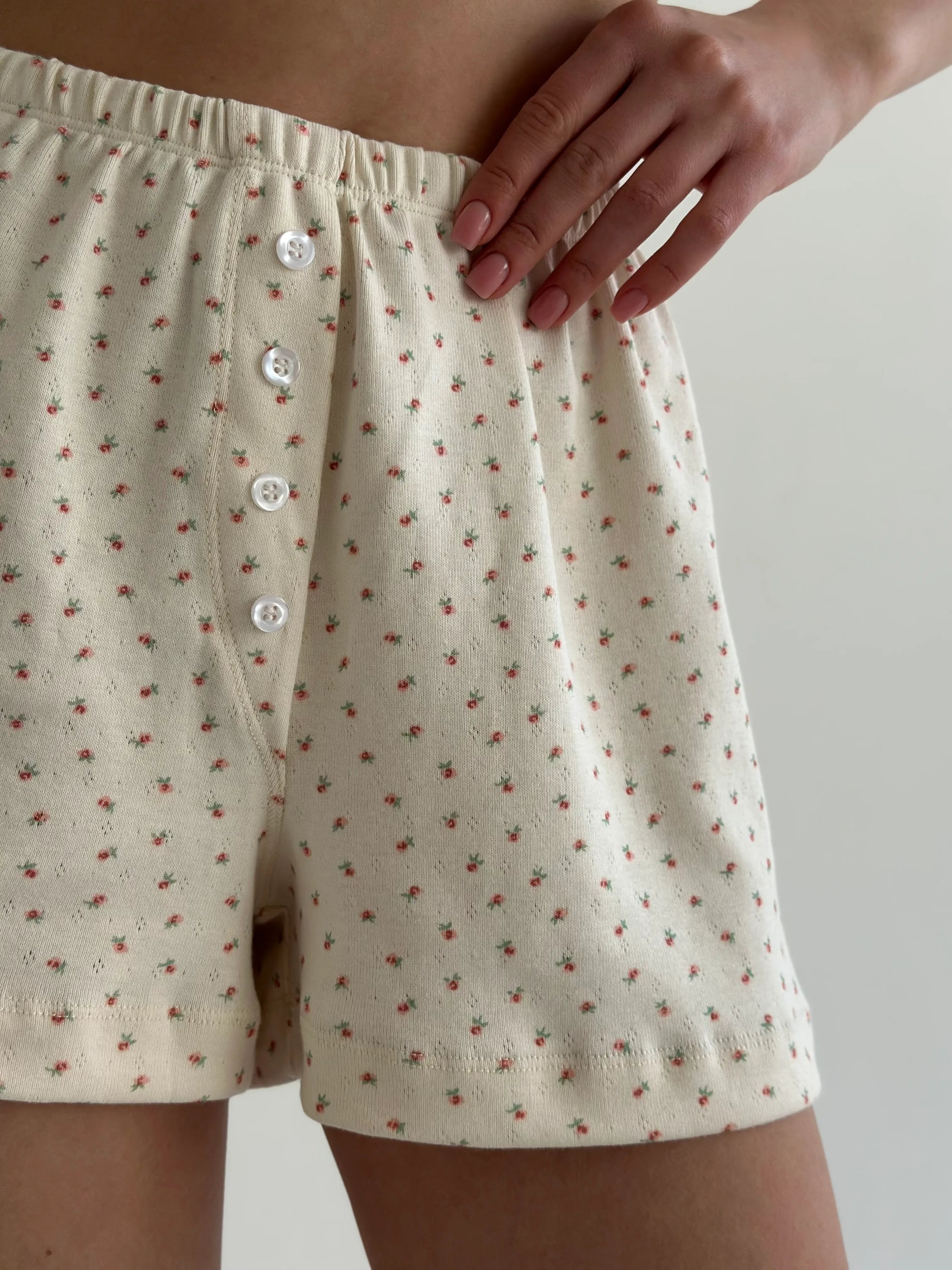 Ribbed shorts milky rose