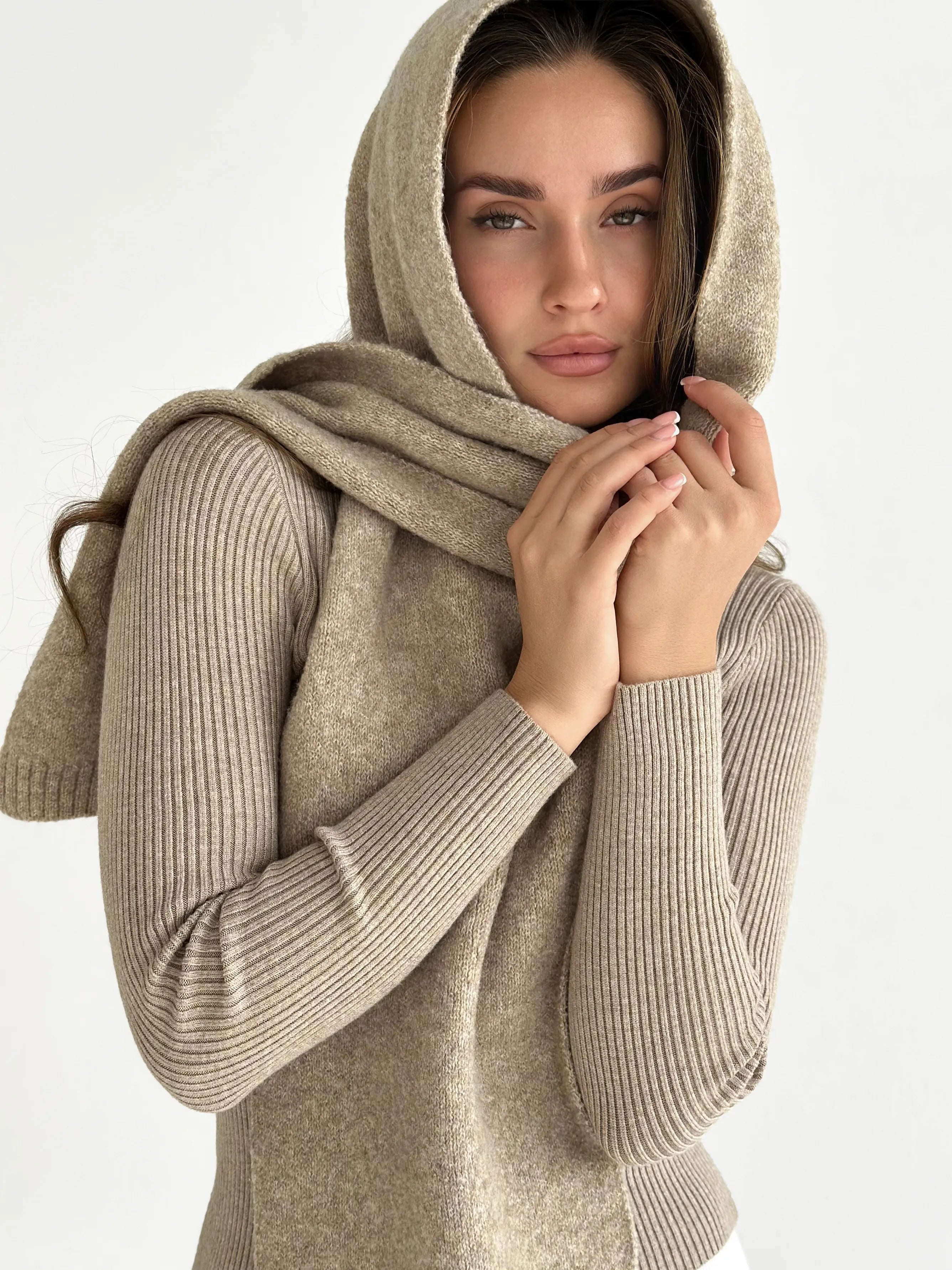 Knitted scarf mocha melange