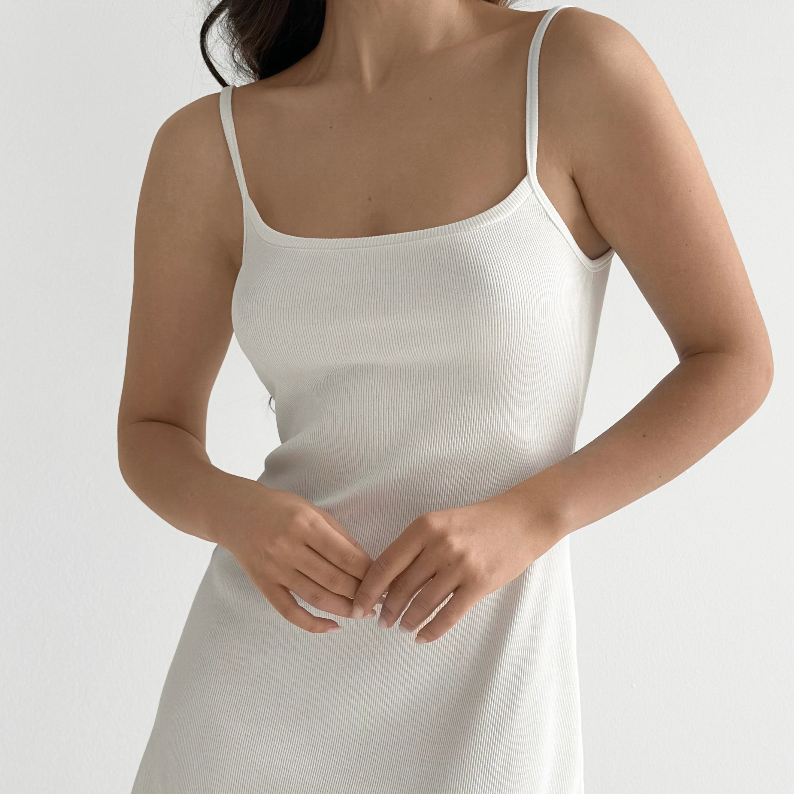 Rib knitwear Sleep dress milky