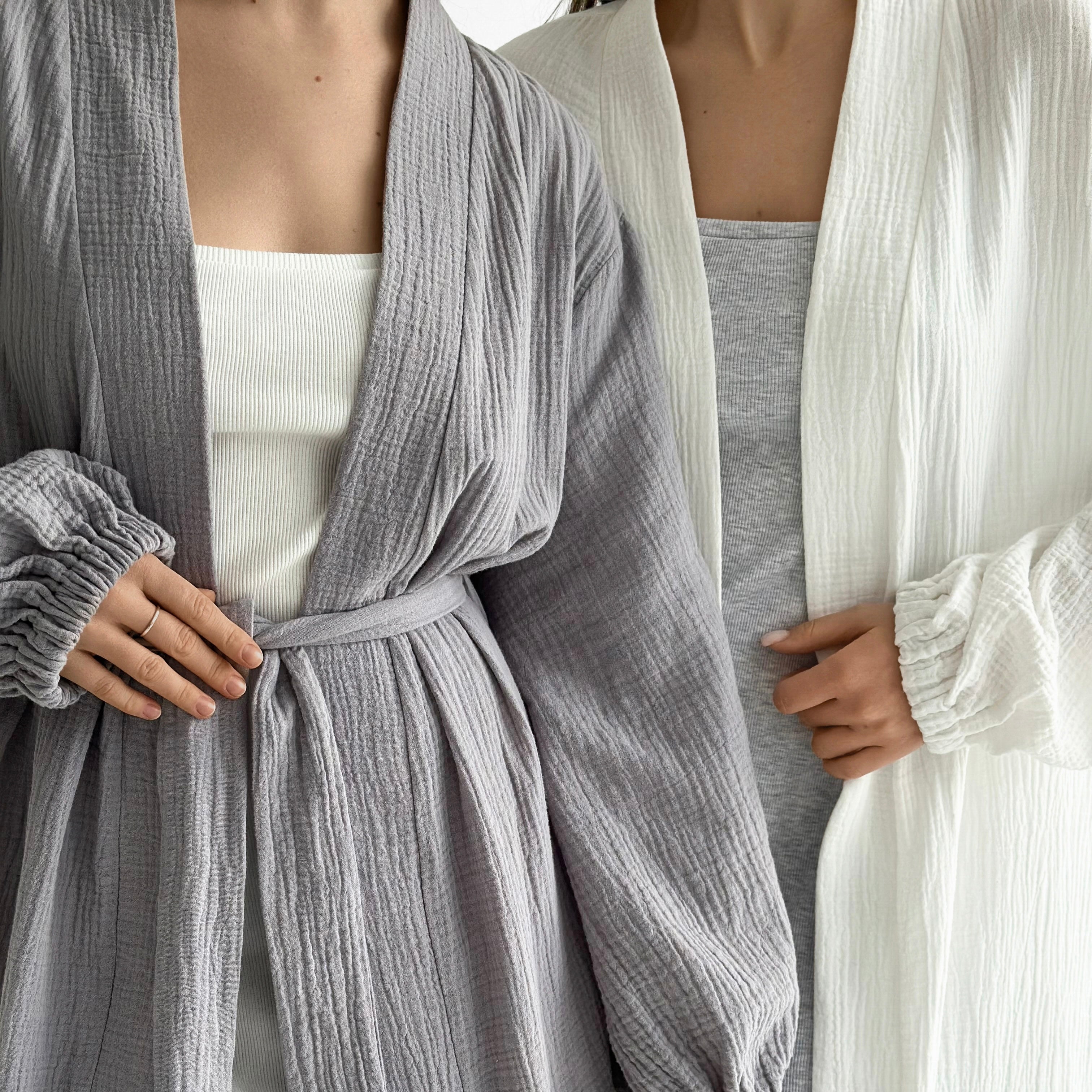 Rib knitwear Sleep dress gray