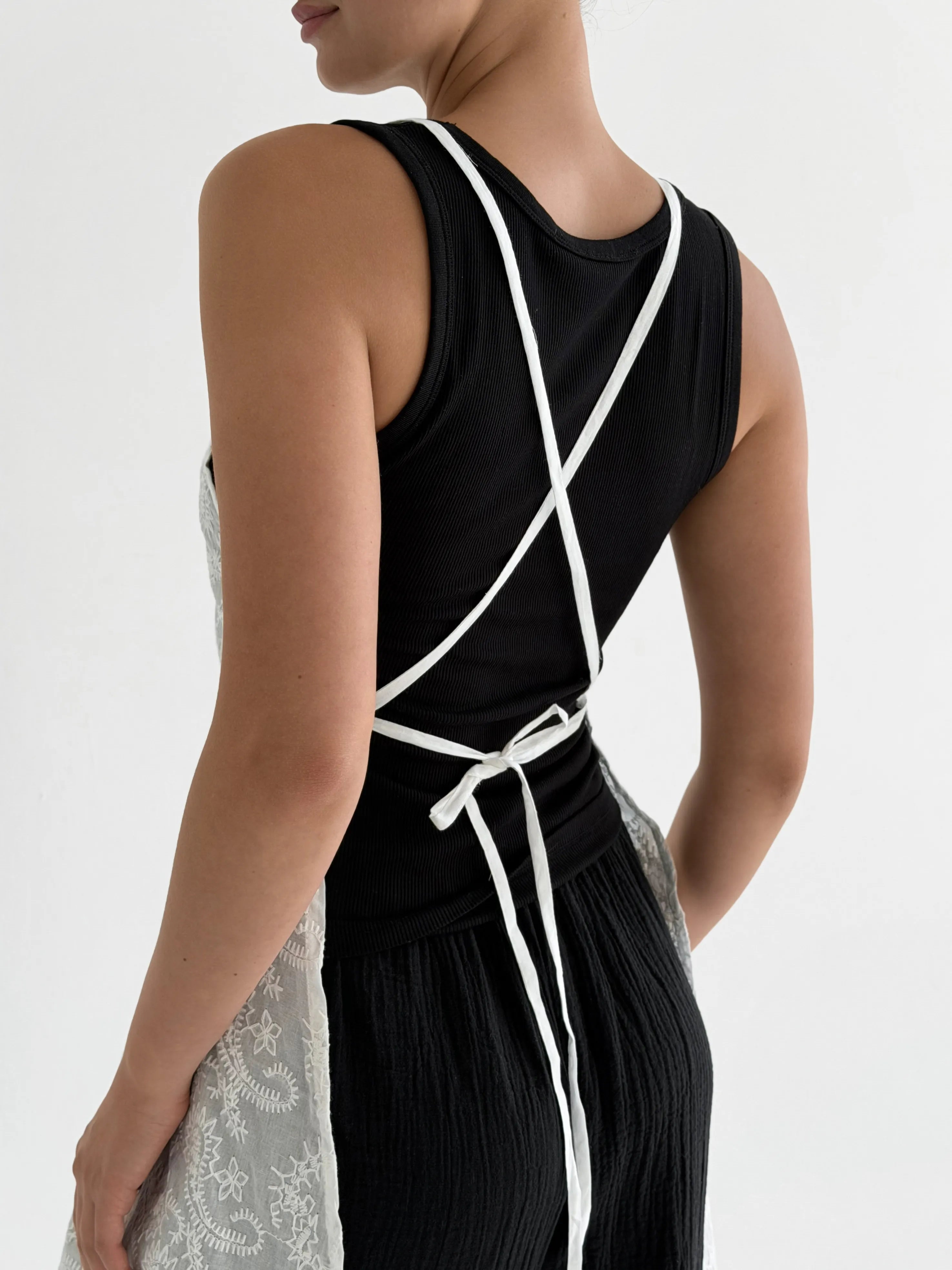 Apron with lining, white, one size