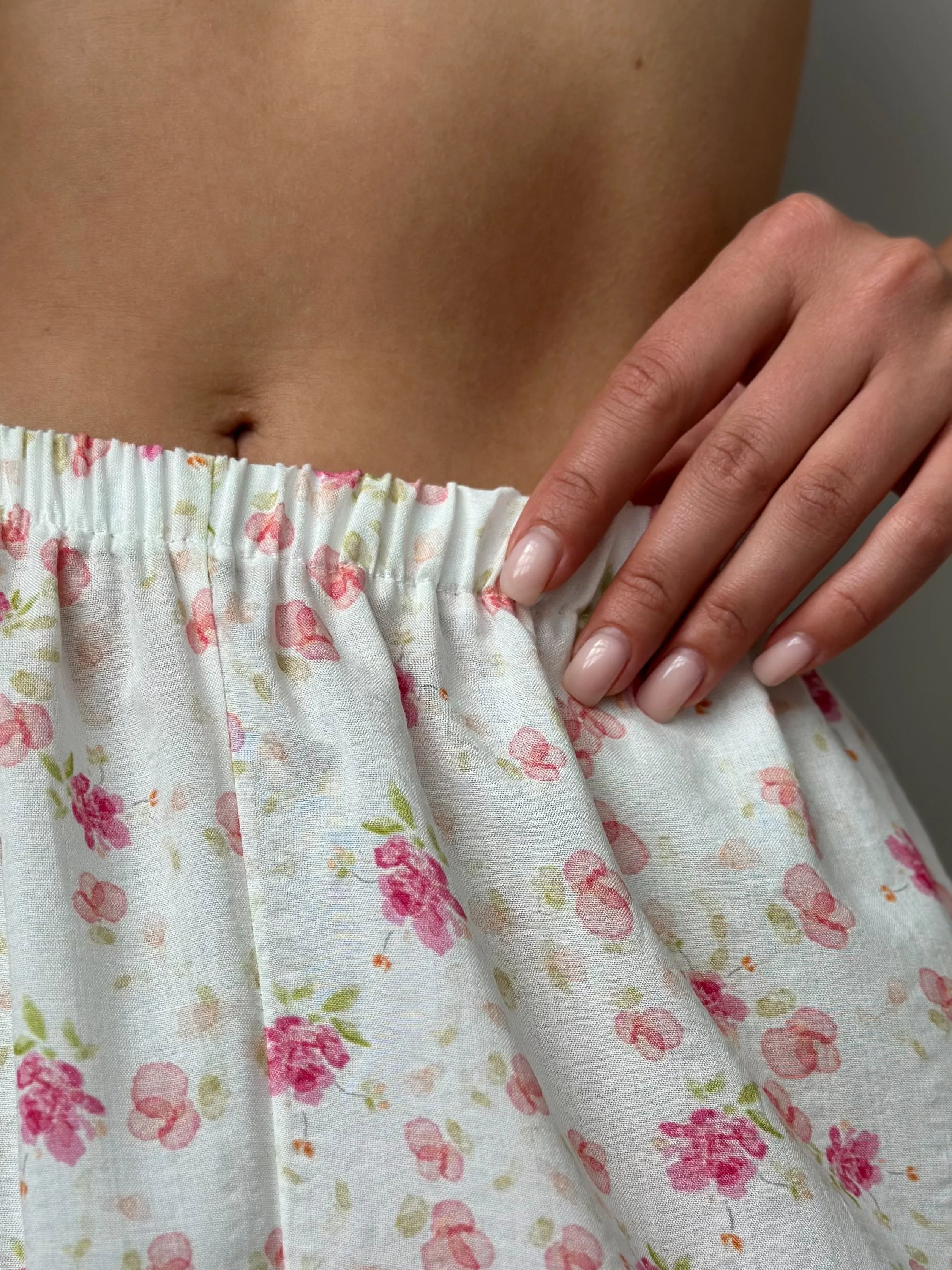 Cambric harem pants "watercolor on white"