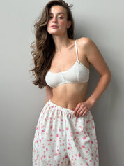 Cambric harem pants "watercolor on white"