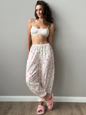 Cambric harem pants "watercolor on white"