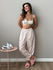 Cambric harem pants "watercolor on white"