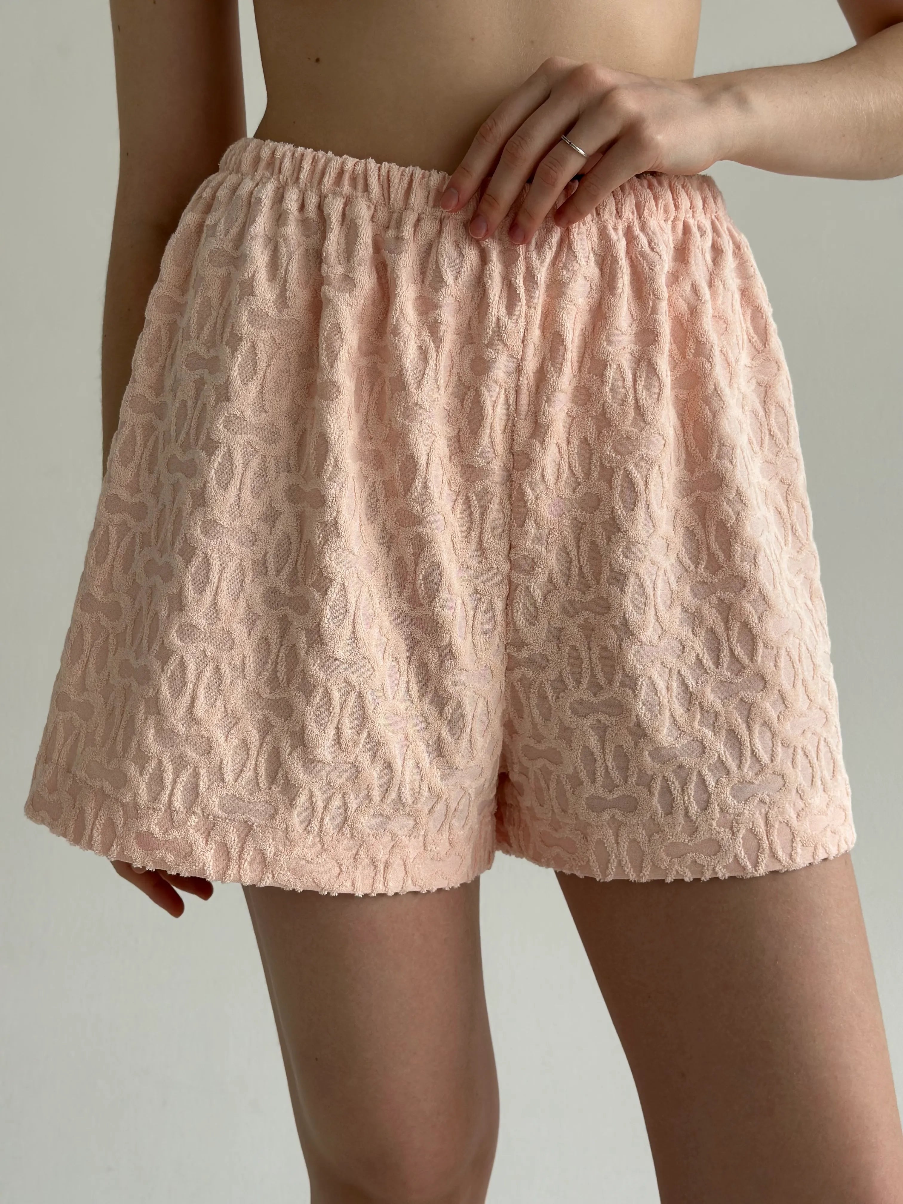 Shirt and shorts suit terry abstraction pink