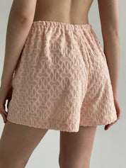 Shirt and shorts suit terry abstraction pink