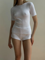 Ribbed mini shorts white