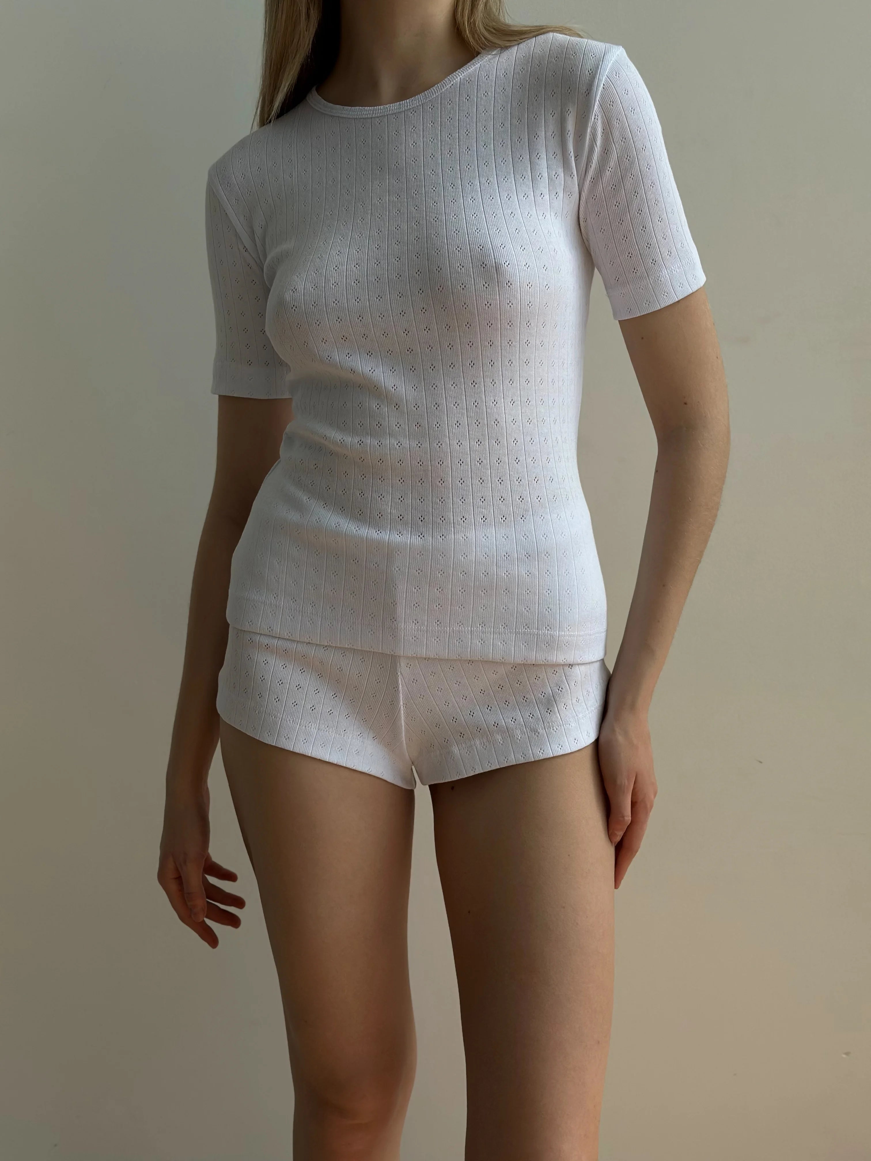 Ribbed mini shorts white