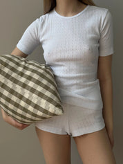 Ribbed mini shorts white
